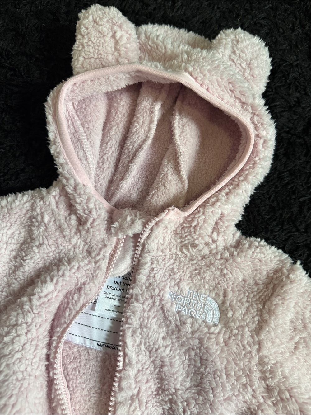 The North Face Light Pink Sherpa Baby One-Piece with Hooded Ears - Picture 9 of 14